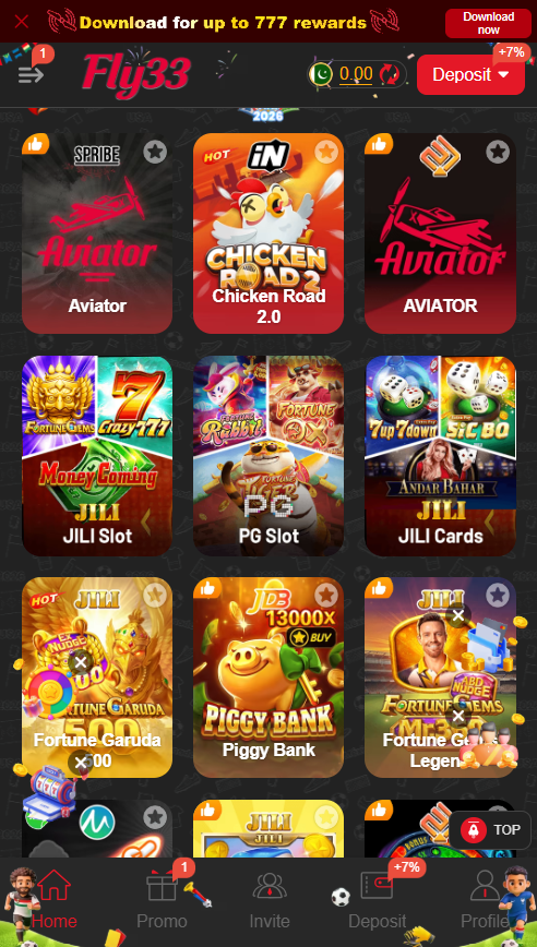 FLY33 Game APK Download Interface Page