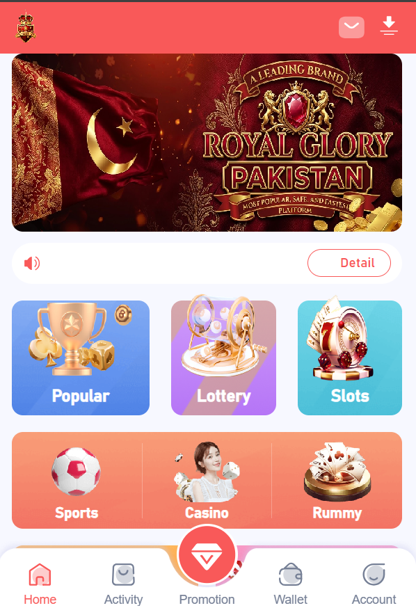 Royal Glory Game APK Download Latest Earning Interface Page