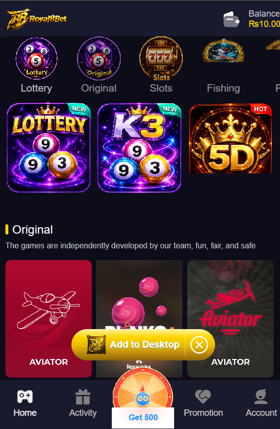 ROYAL8BET Game APK Download Interface Page