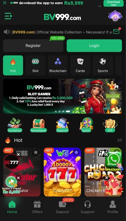 BV999 Game APK Interface Page