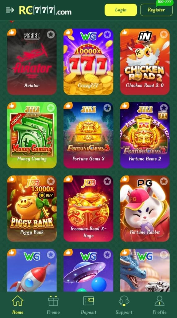 RC777 Game Earning App Official Interface Site.