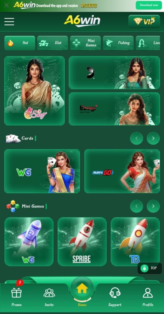 A6win Game Free Earning App Official Interface Page.